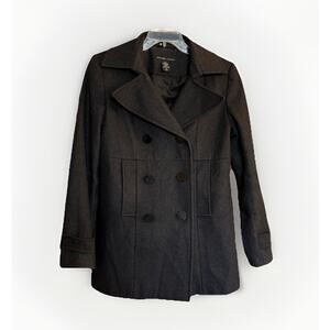 New York & Co Peacoat Jacket Black Women Size 6, Wool Blend